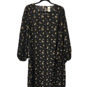 H&M Balloon Sleeved Floral Prairie Dress (XL)